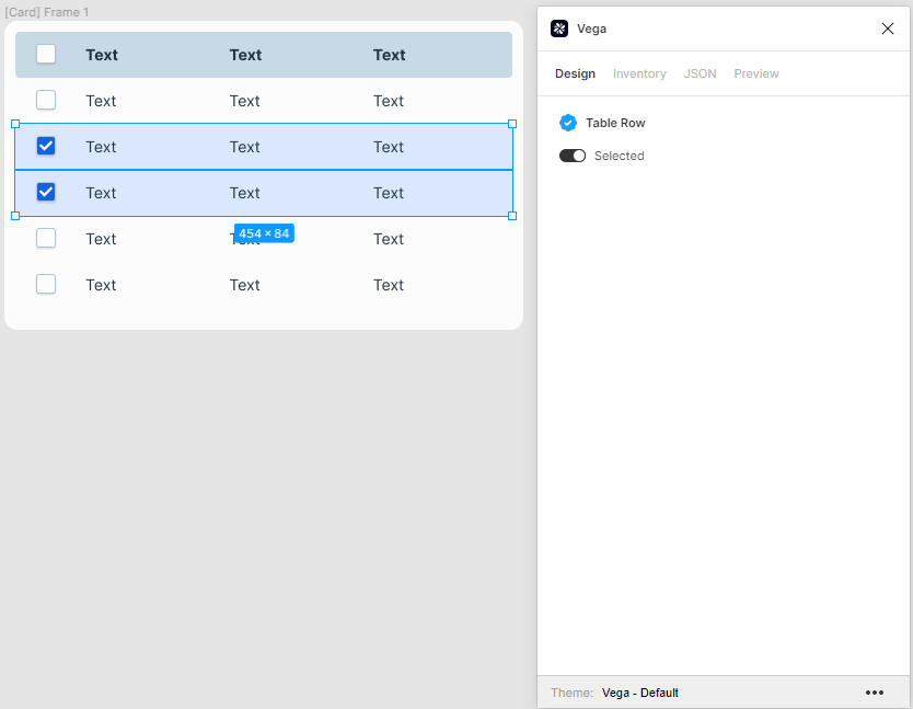 Selected rows